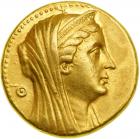 Ptolemaic Kingdom. Arsinoë II, wife of Ptolemy II, d. 270 BC. Gold Oktadrachm (or Mnaieion; 27.74 g), struck by Ptolemy II. EF