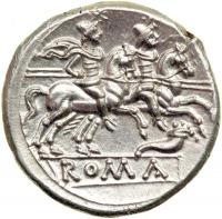 Anonymous. AR Denarius minted at Rome, c. 207 BC. MS - 2