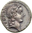 Lollius Palikanus, moneyer. AR Denarius minted at Rome, c. 45 BC. EF