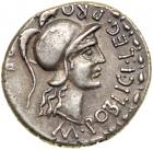 Pompey the Great, d. 48 BC. AR Denarius struck posthumously by his son in 46-45 BC in Spain. VF