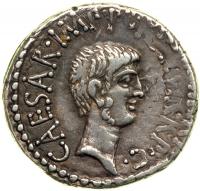 Marc Antony, d. 30 BC. AR Denarius struck 41 BC at a mint moving with Antony. VF - 2