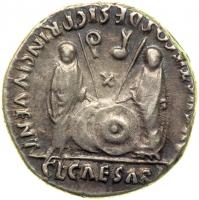 Augustus, 27 BC-AD 14. AR Denarius minted at Lugdunum. VF - 2