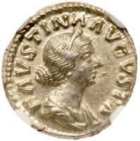 Faustina Junior, wife of Marcus Aurelius, AD 161-180. AR Denarius minted at Rome under Marcus Aurelius