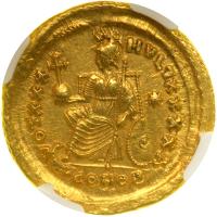 Theodosius II, AD 402-450. Gold Solidus (4.46 g) minted at Constantinople, AD 430-440 - 2