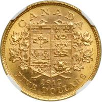 Canada. 5 Dollars, 1912. NGC MS63 - 2