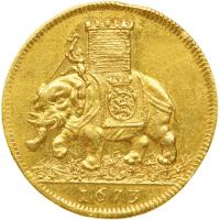 0533- Denmark. Gold 2 Ducats, 1673