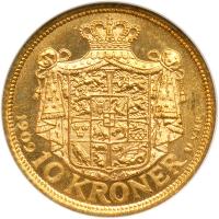 Denmark. 10 Kroner, 1909-VBP. NGC MS66 - 2