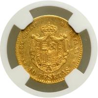 Spain. 10 Pesetas, 1878 (78) EM M. NGC EF40 - 2