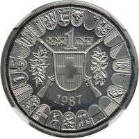 Switzerland. Platinum 1 Unze, 1987. NGC MS69 - 2