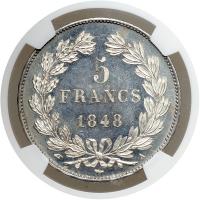 France. 5 Francs, 1848-A. NGC MS61 - 2