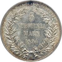 German New Guinea. 5 Marks, 1894-A (Berlin). PCGS EF45 - 2