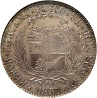 1199- Peru. Republic. 8 Reales, 1857 -Oz (Pasco) - 2