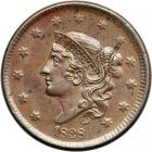 1838 Coronet Head Cent. PCGS MS63