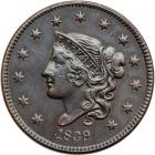 1838 Coronet Head Cent. PCGS AU53