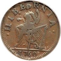 1760 Voce Populi Halfpenny with "VOOE" error Nelson-3 Rarity-3. ICG VF20 - 2