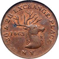 1863 US Civil War Storecard Token from New York City, New York, Fuld 630BO-1a Rarity-1. NGC MS63 - 2
