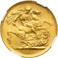 Australia. Sovereign, 1915-S. NGC MS64 - 2