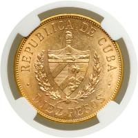 Cuba. 10 Pesos, 1916. NGC AU58 - 2