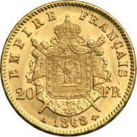 France. 20 Francs, 1868-A. BU - 2