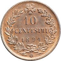 Italy. 10 Centesimi, 1894-BI. NGC MS64 - 2