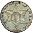 1858 Silver Three Cents. PCGS AU50