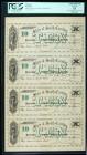 Columbia, SC. State of South Carolina. Cr. 2 March 2, 1872 $10-10-10-10 Uncut Sheet. PCGS Currency Apparent About New 53