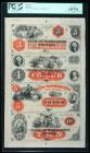 Washington, NC. Bank of Washington. 18__ $3-4-5-10 Uncut Sheet of Remainders. PCGS Currency Gem New 65PPQ