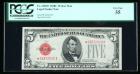 1928-C, $5 Legal Tender Note. Star Note. PCGS Currency Very Fine 35