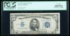 1934-A, $5 Silver Certificate. Obstructed Face Printing. PCGS Currency Very Fine 30PPQ