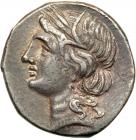 Sicily, Siculo-Punic Coinage, c. 220-210 BC. AR Unit (Denarius; 3.50 g) minted at Carthage. VF