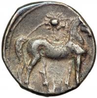 Sicily, Siculo-Punic Coinage, c. 220-210 BC. AR Unit (Denarius; 3.50 g) minted at Carthage. VF - 2