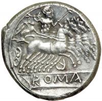 [Roman Republic.] Anonymous Coinage. AR Quadrigatus (Didrachm) minted at Rome, 225-212 BC. VF - 2