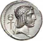 [Roman Republic.] L. Calpurnius Piso L.f. Frugi, moneyer. AR Denarius minted at Rome, c. 67 BC. EF