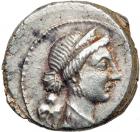 [Roman Imperatorial Period.] Julius Caesar, d. 44 BC. AR Denarius struck in Spain, c. 46-45 BC. VF