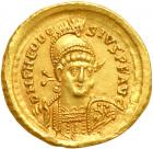 Theodosius II, AD 402-450. Gold Solidus (4.45 g) minted at Constantinople, AD 425-429. EF