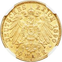 German States - Hamburg. 10 Mark, 1890-J. NGC AU55 - 2