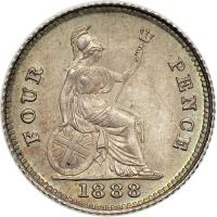 Great Britain. Four Pence or Groat, 1888. NGC MS65 - 2
