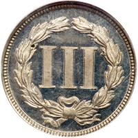 1868 Pattern Three Cents. Nickel, plain edge. NGC PF65 - 2