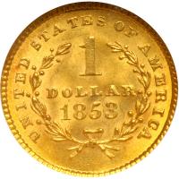 1853 $1 Gold Liberty. NGC MS64 - 2