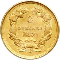 1854-D $3 Gold. PCGS AU55 - 2