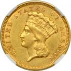 1856 $3 Gold. NGC AU55