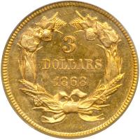 1868 $3 Gold. PCGS PF62 - 2