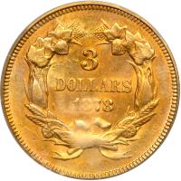 WITHDRAWN - 1878 $3 Gold. PCGS MS63 - 2