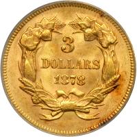 WITHDRAWN - 1878 $3 Gold. PCGS MS62 - 2