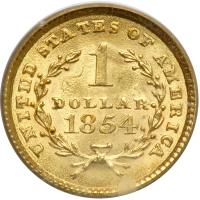 1854 $1 Gold Liberty. PCGS MS64 - 2