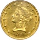 1851-O $10 Liberty. NGC AU58