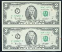 2003 $2 Federal Reserve Uncut Pair Dallas - 2