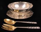 Tiffany Sterling Silver Bowel, Plate, Serving Spoon and Fork