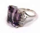 Lady's Amethyst, Diamond, 14K White Gold Ring