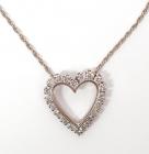 Diamond, 14K White Gold Heart Shaped Pendant & Chain